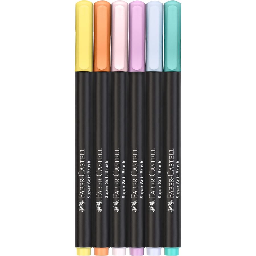 Faber-Castell - Brush pen Black Edition pastel, cardboard box of 6