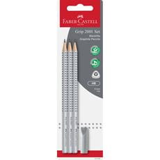 Faber-Castell - Grip 2001 graphite pencil set, HB, silver, 4 pieces