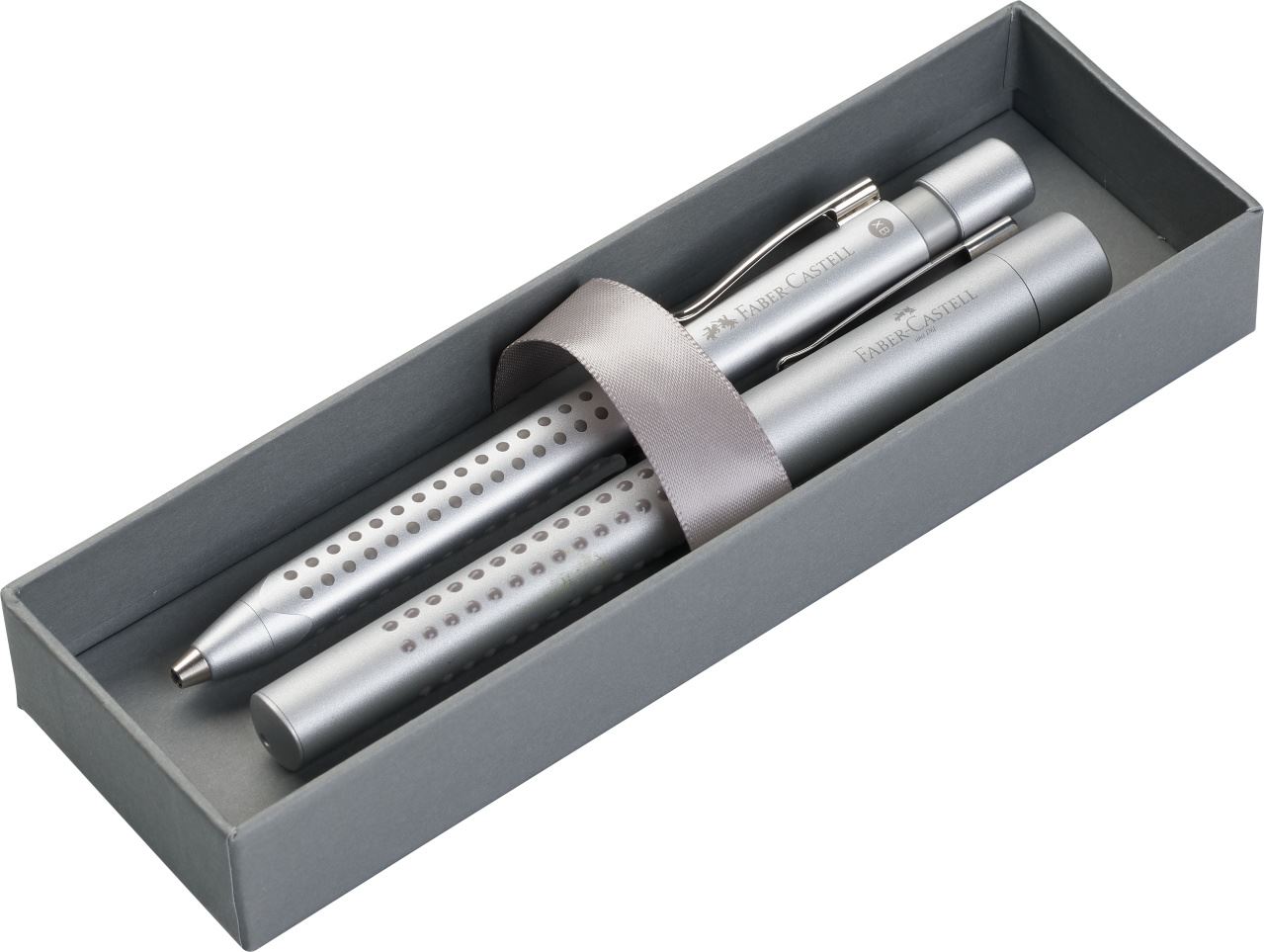 Faber-Castell - Grip 2011 fountain pen gift set, silver, 2 pieces