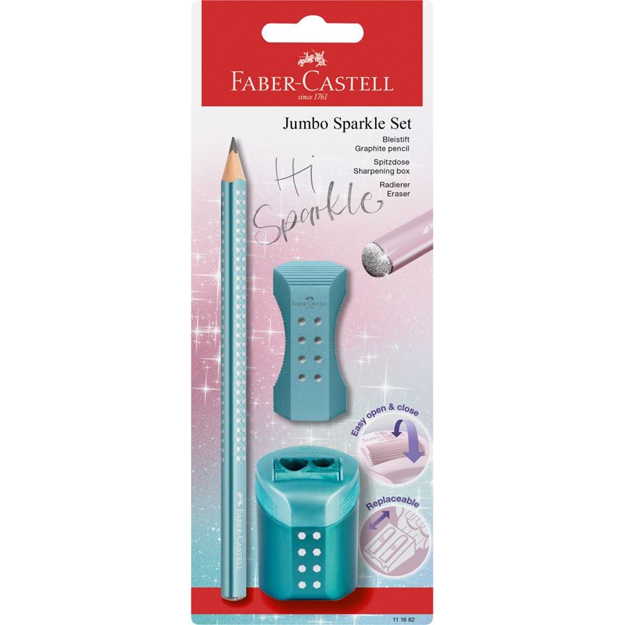 Faber-Castell - Jumbo Sparkle graphite pencil set, Cosmic, 3 pieces