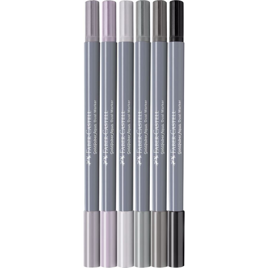 Faber-Castell - Goldfaber Aqua Dual Marker, wallet of 6, Shades of grey
