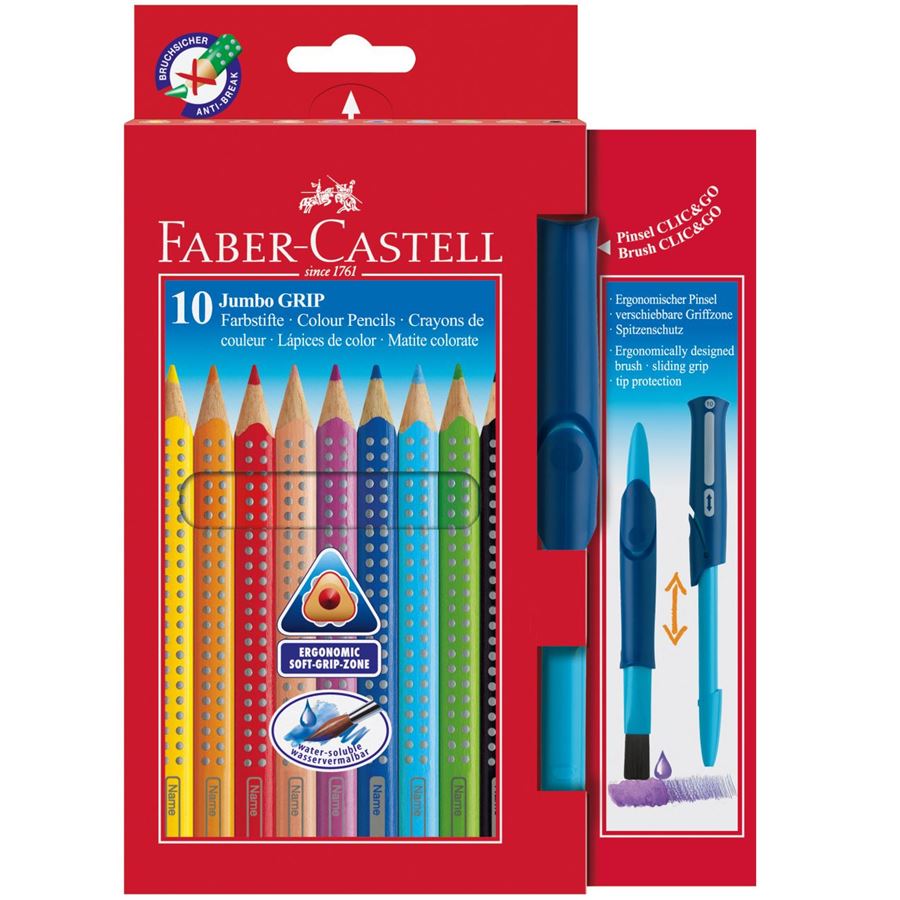 Faber-Castell - Jumbo Grip box of 10 + Clic&Go brush 10