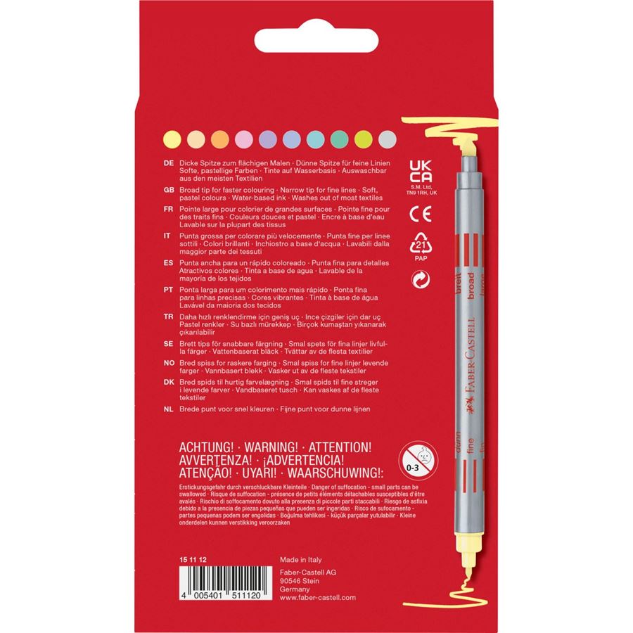 Faber-Castell - Double fibre-tip pen set 10x pastel