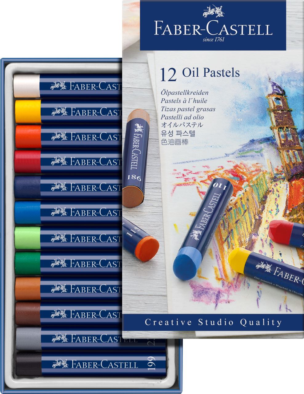 Faber-Castell - Oil pastels, cardboard wallet of 12