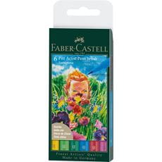 Faber-Castell - Pitt Artist Pen Brush India ink pen, wallet of 6, Springtime