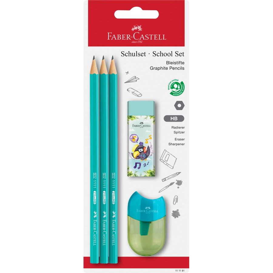 Faber-Castell - Graphite pencil school set, blistercard