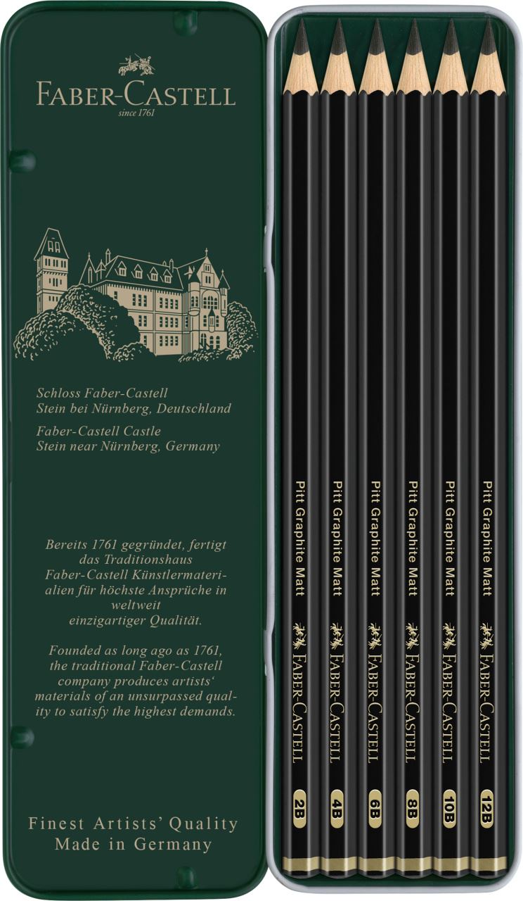 Faber-Castell - Pitt Graphite Matt pencil, tin of 6