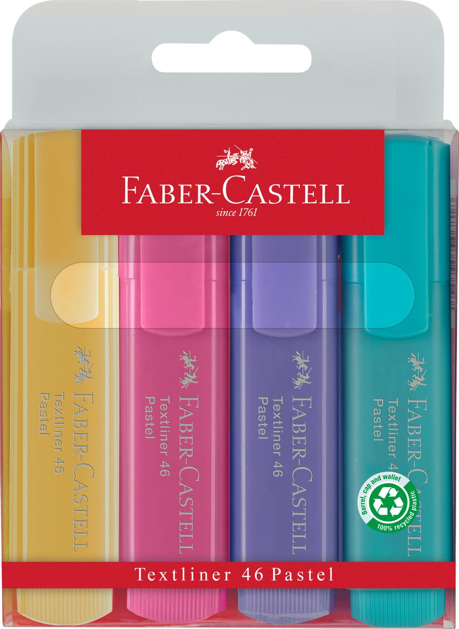 Faber-Castell - Textliner 46 Pastel, wallet of 4