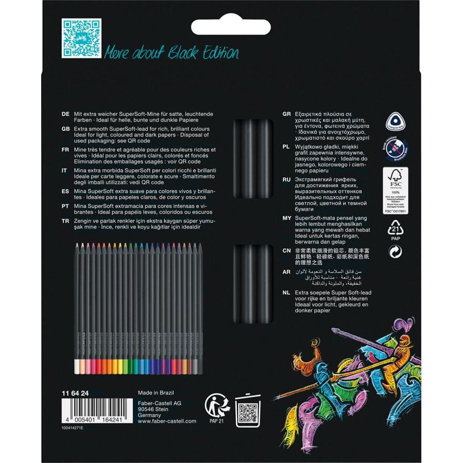 Faber-Castell - Black Edition colour pencils, cardboard box of 24