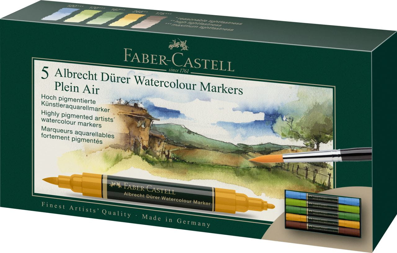 Faber-Castell - Albrecht Dürer Watercolour Marker, wallet of 5, Plein Air